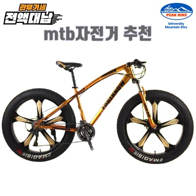 1.PEAK 팻바이크 풀샥 산악 자전거 MTB 광폭 타이어, 골드 24인치, 1개_이미지(imge)입니다.